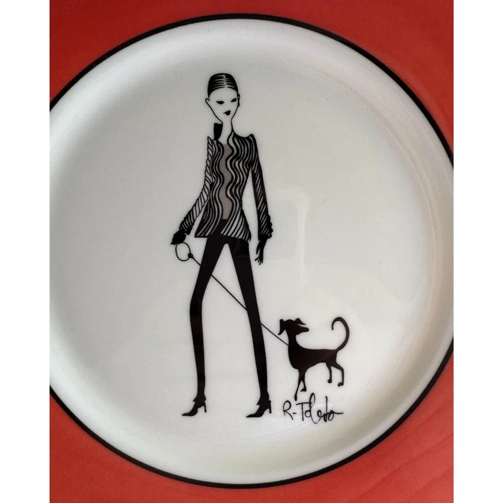 Ruben Toledo Nordstrom Designer Limited Ed 2002 Set 4 Orange Fashion Plates